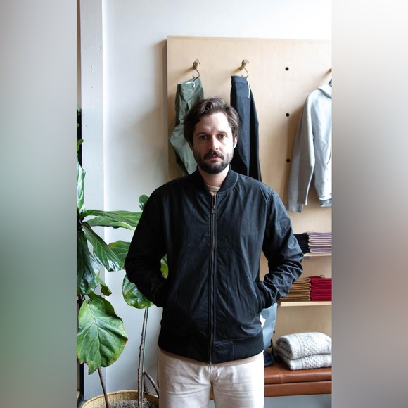 3sixteen Other - 3sixteen men’s waxed stadium bomber jacket in black/gray— size XL